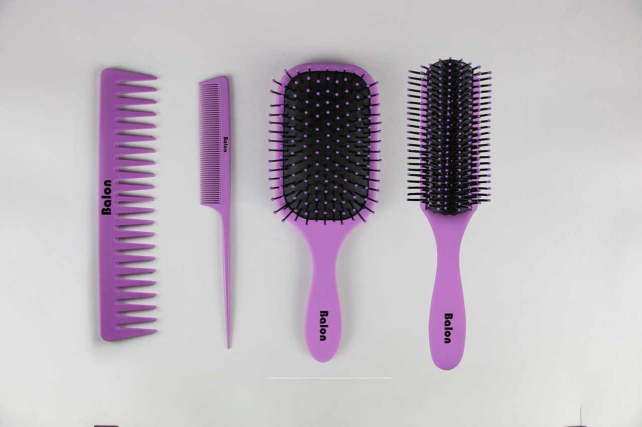 产品拍摄-亚马逊主图-梳子四件套-粉紫&玫红