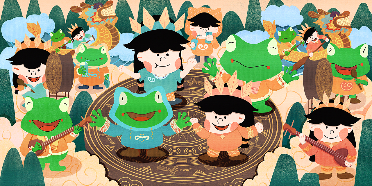 广西铜鼓IP形象设计和插画制作（图ZMzE4OTUzNDQ0） - IP形象 - 站酷设计师门口家的大橘原创素材 - 站酷ZCOOL