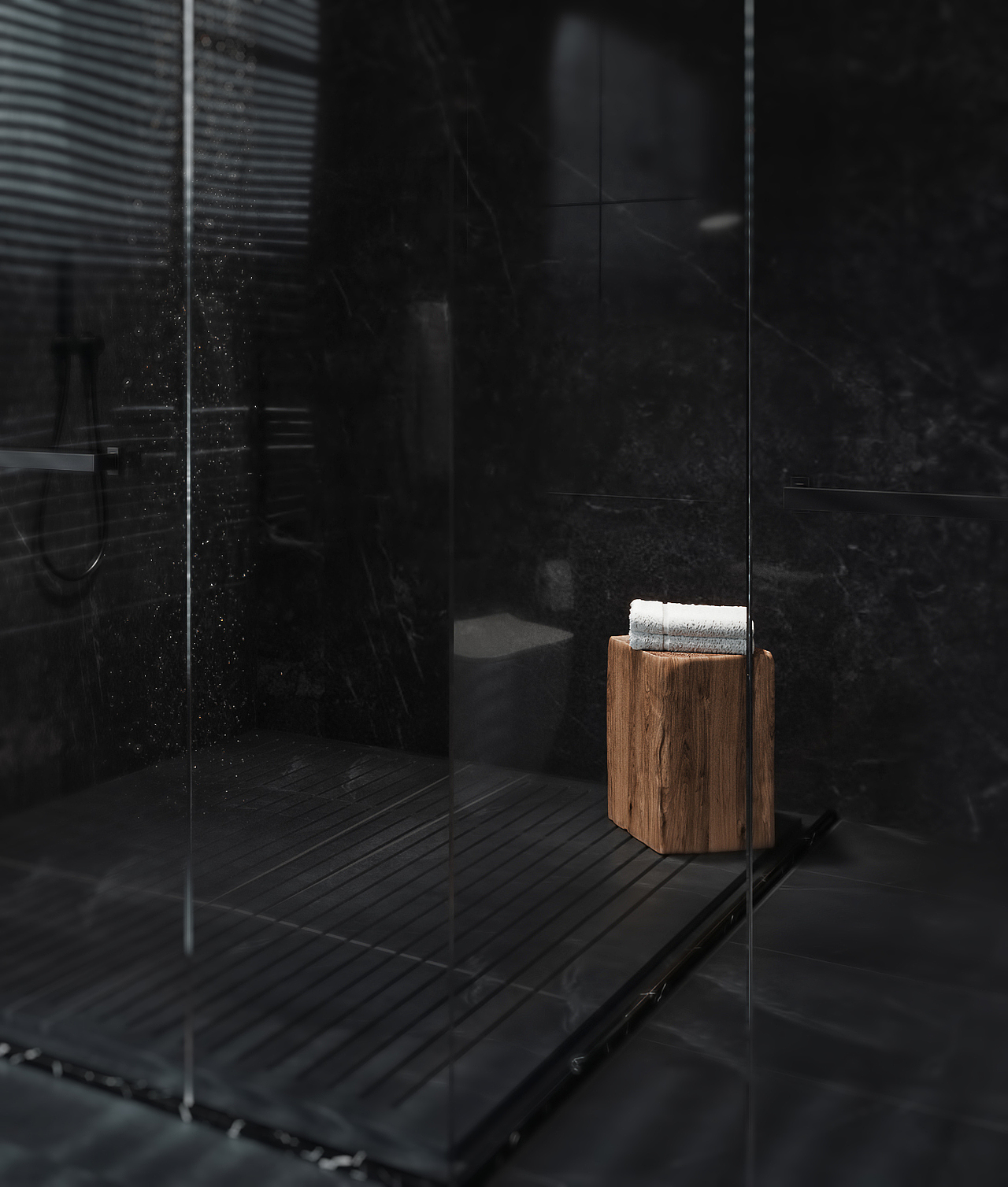 现代暗黑色调卫生间