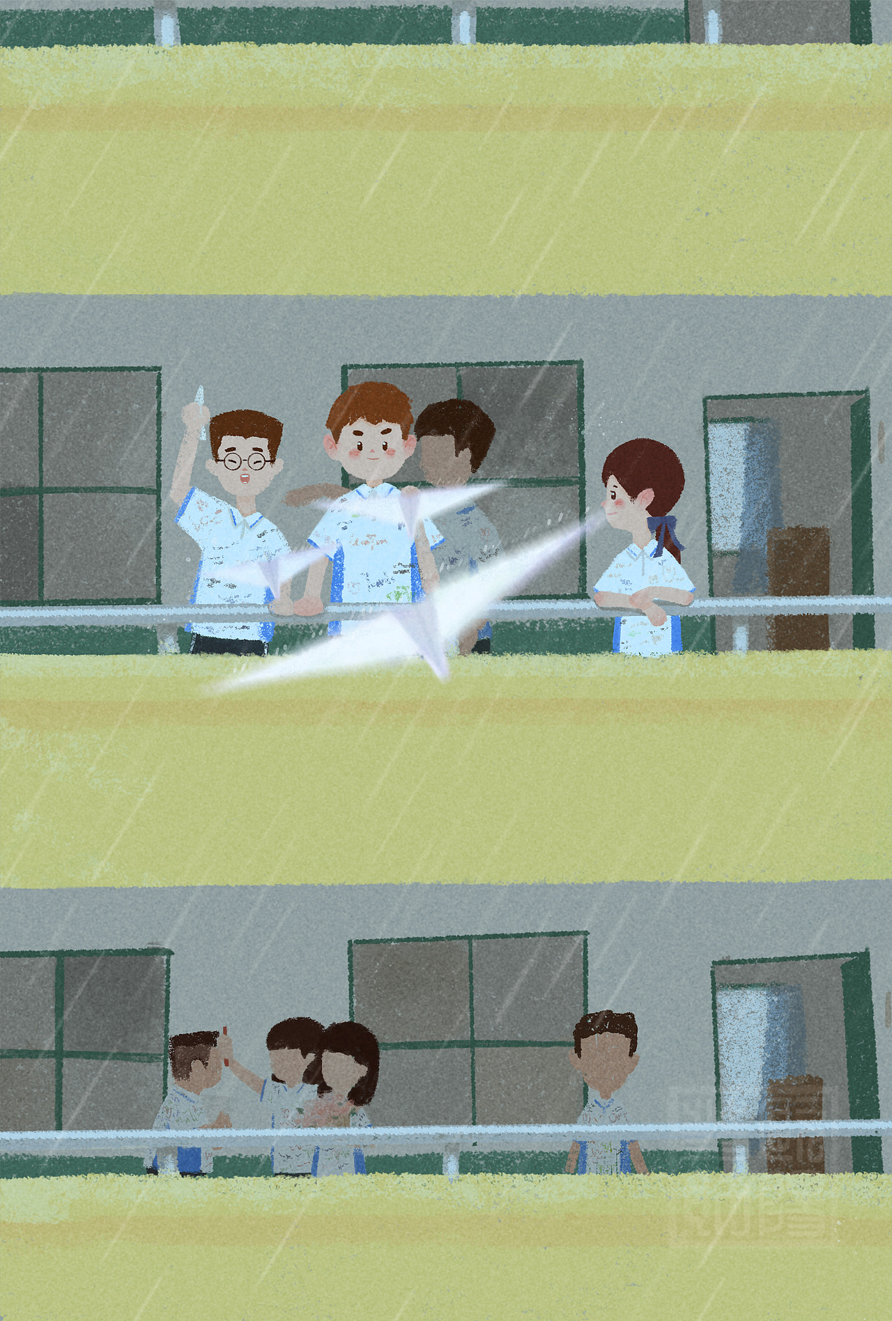 毕业快乐｜夏日·走廊·你（图ZMzA1MDA1MTEy） - 商业插画 - 站酷设计师欧阳发财啊原创素材 - 站酷ZCOOL