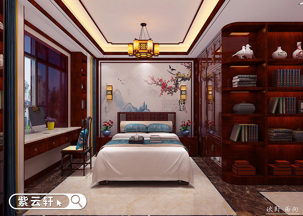中式别墅装修风格 次卧室