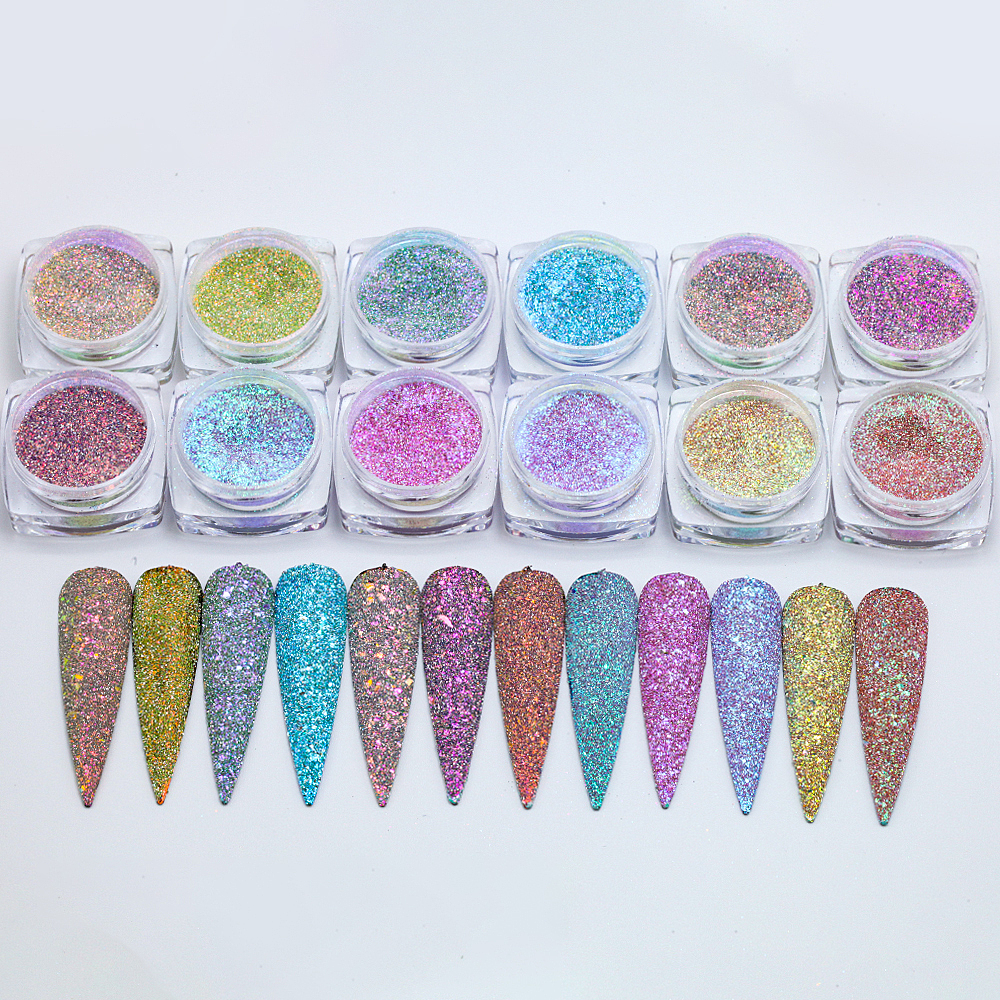 变色龙碎钻美甲原料拍摄