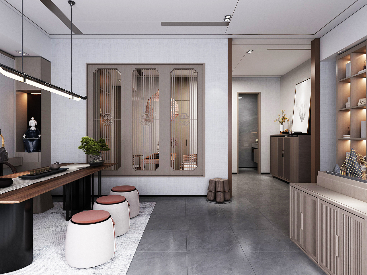 银川茶楼装修设计效果图|银川装修公司