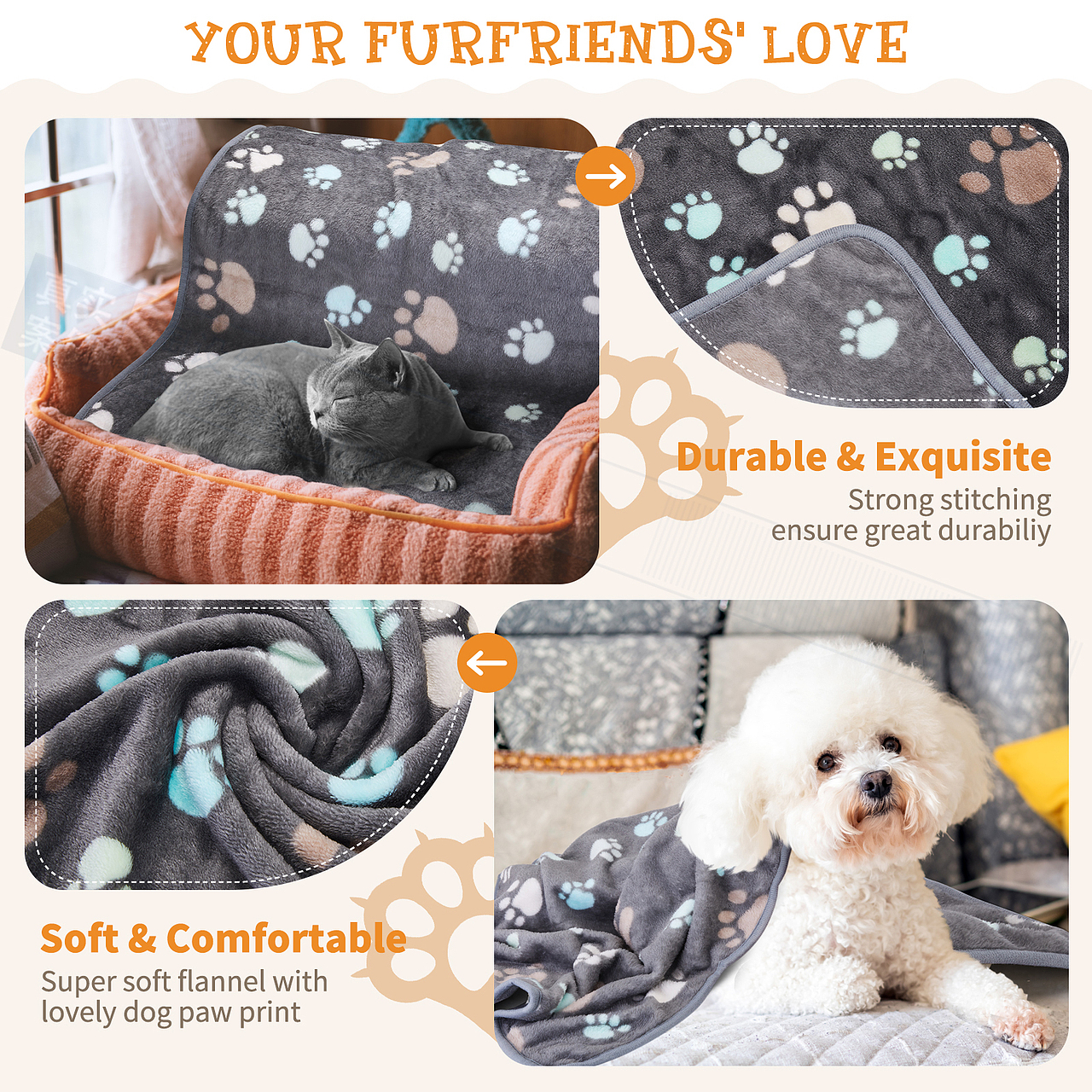 亚马逊宠物毯毛毯图片拍摄毯子产品主图A+美工设计