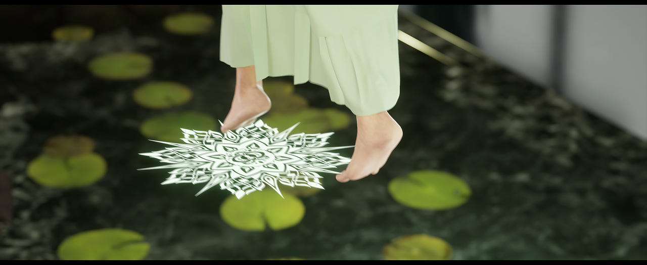 角色的出现,是悬空的,这里动画k了很久,为了表现出是在悬空行走,切脚没有用力的感受,确实非常耗时,但动画动作上还是很大的瑕疵。