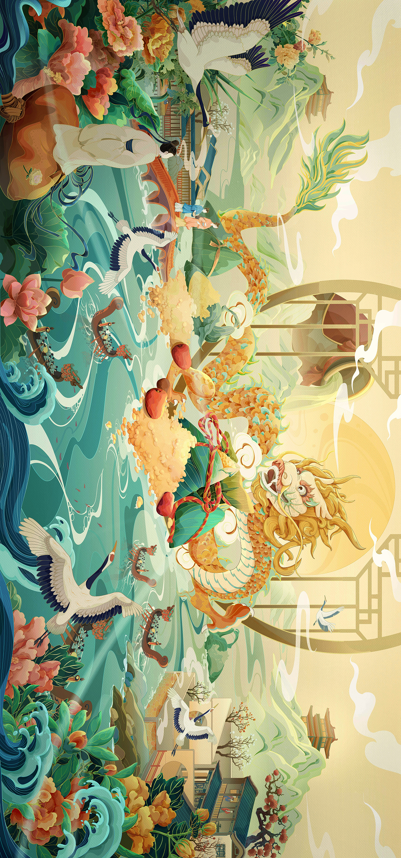 华夏端阳——端午节国风主视觉kv 礼盒包装插画（图ZMzM2NzU4MzEy） - 商业插画 - 站酷设计师路子宁lucine原创素材 - 站酷ZCOOL