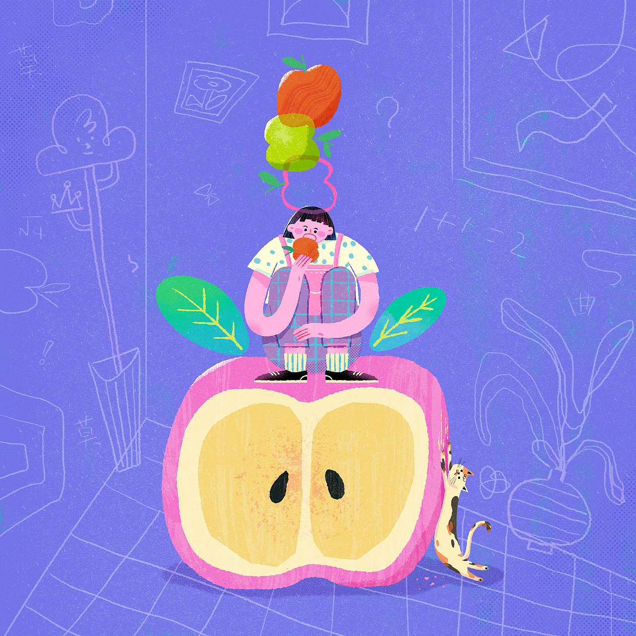 爱吃苹果的女孩（图ZMjk3ODk2MzA4） - 创作习作 - 站酷设计师曲莫莫原创素材 - 站酷ZCOOL