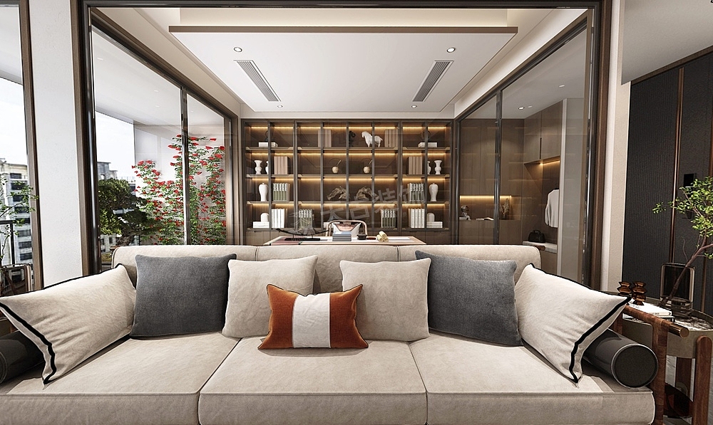 华侨城云麓台装修方案,简约中式风格大平层设计图