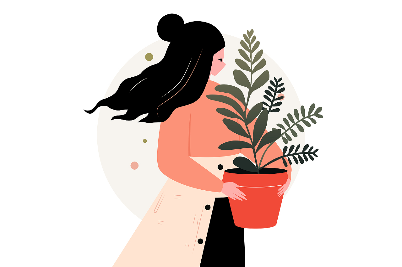 植物女孩（图ZMzY1NDAwNTQ0） - 商业插画 - 站酷设计师阿问原创素材 - 站酷ZCOOL