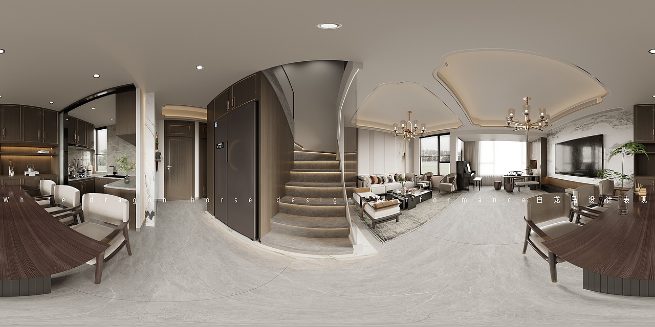 轻奢新中式——白龙马效果图