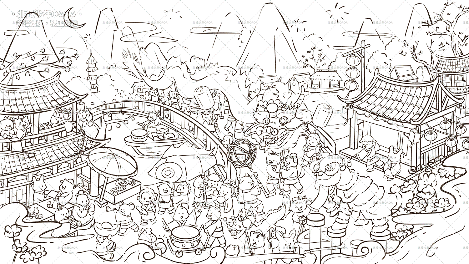 【龙年插画】十二生肖贺岁图（图ZMzYwMzQxMjY4） - 商业插画 - 站酷设计师北投少年OAOA原创素材 - 站酷ZCOOL