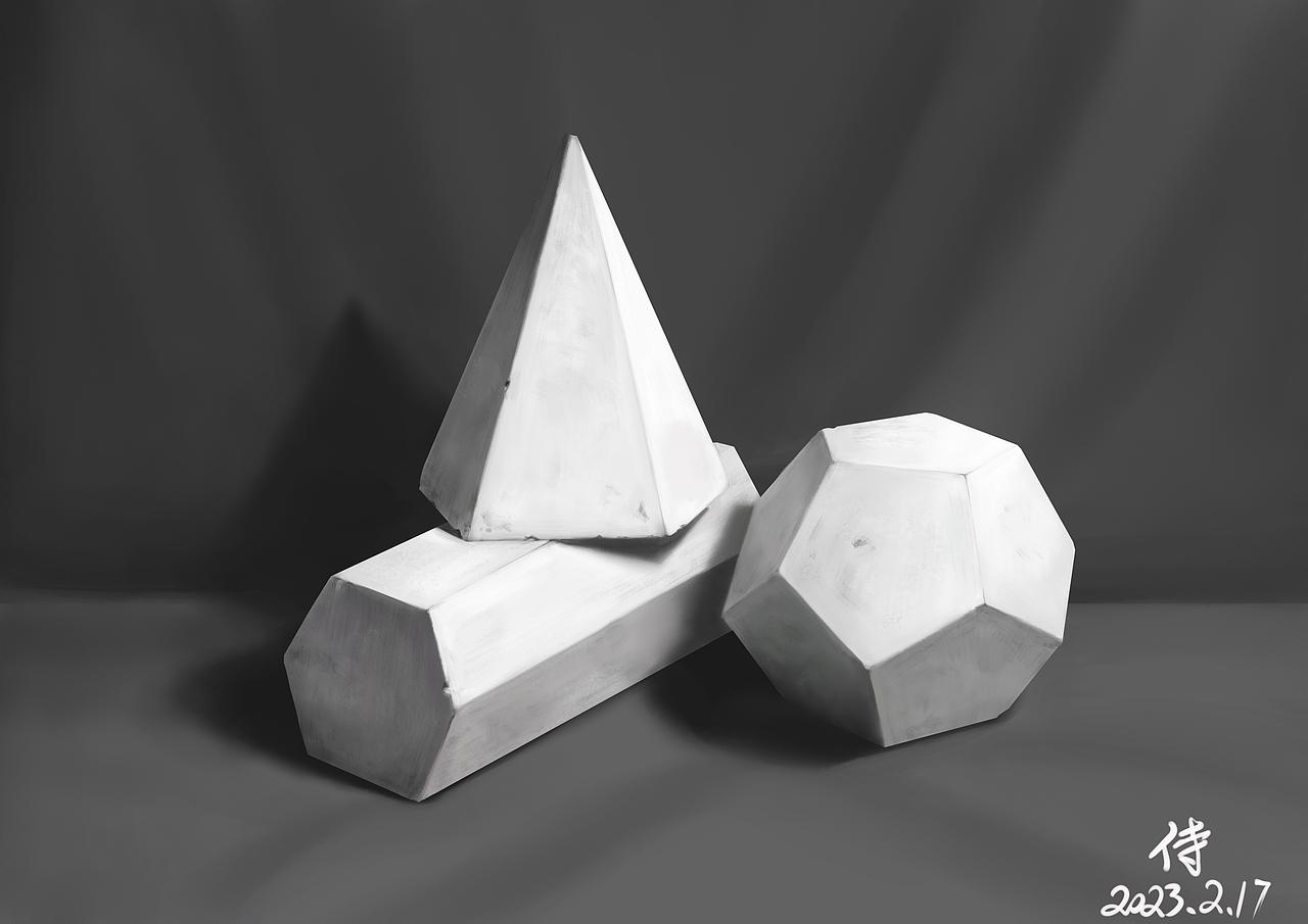 黑白灰石膏绘制——石膏组合体007