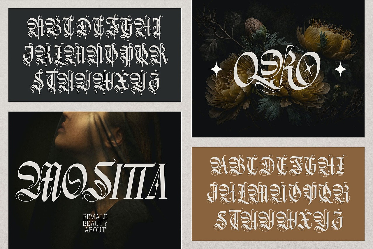 潮流暗黑哥特重金属摇滚街头潮牌标识海报标题英文字体