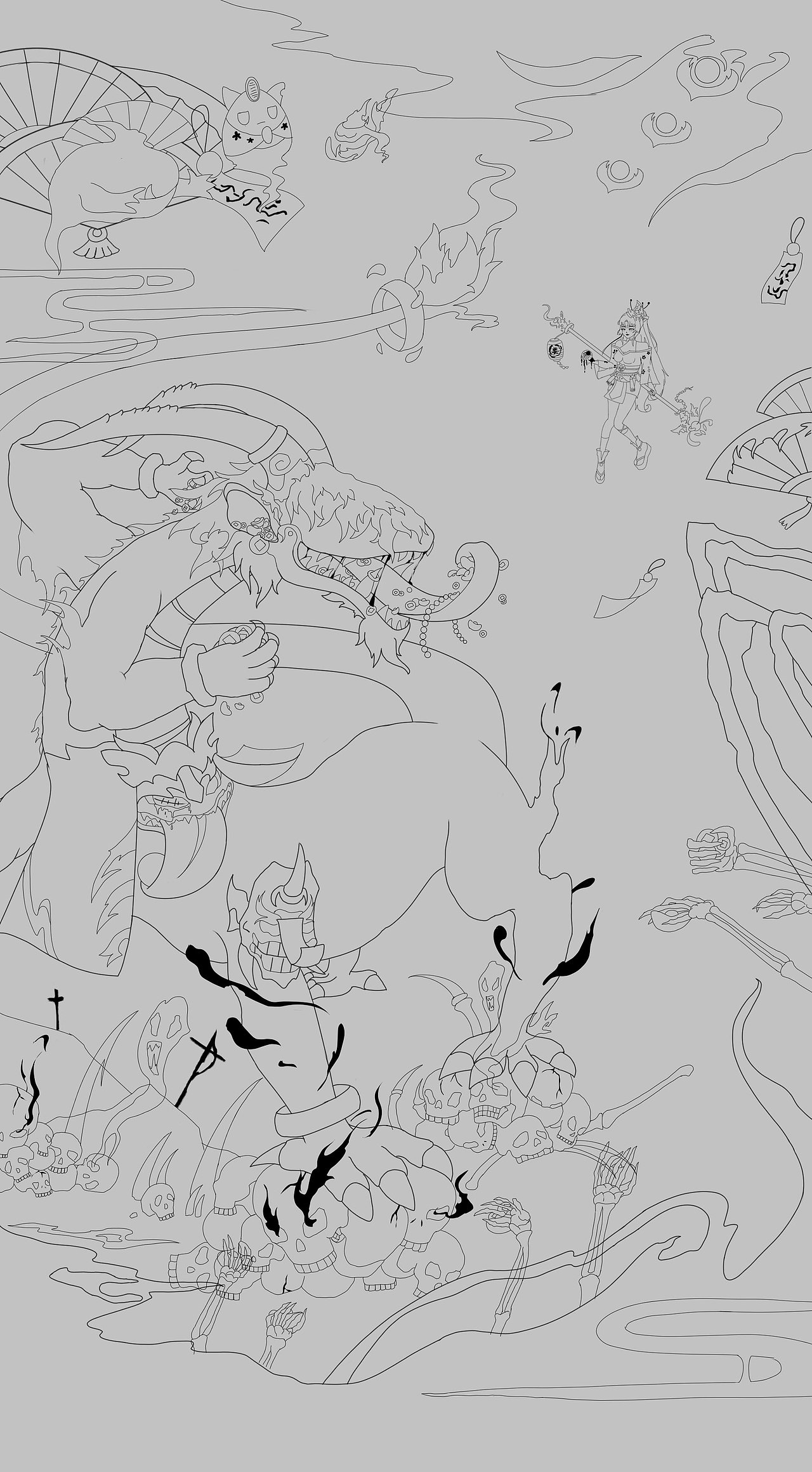 恶灵绘卷×饕餮∣主视觉（图ZMzQzOTQ4MzU2） - 概念设定 - 站酷设计师椰果阿茶原创素材 - 站酷ZCOOL