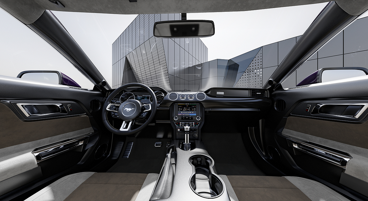 反差萌的汽车渲染，骚紫色野马。再试下内饰渲染。（图ZMzI3Nzg4NDI0） - 机械/交通 - 站酷设计师黎文杰原创素材 - 站酷ZCOOL