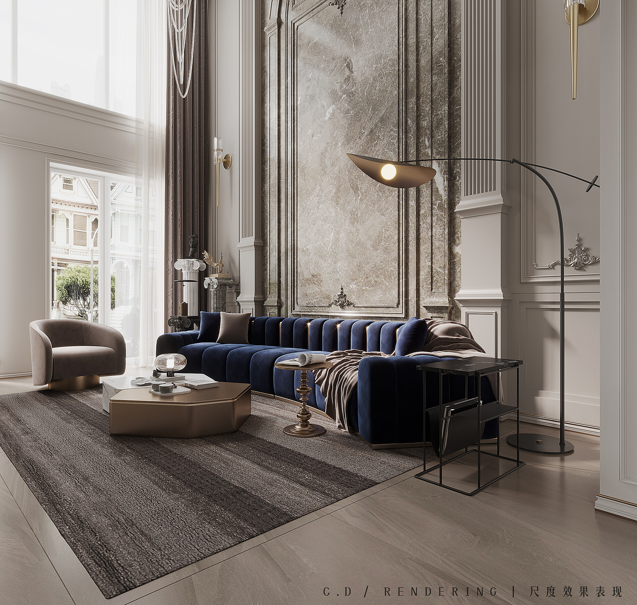 现代法式别墅渲染（图ZMzQwMTgyNjQ0） - 家装设计 - 站酷设计师光眸视觉表现原创素材 - 站酷ZCOOL