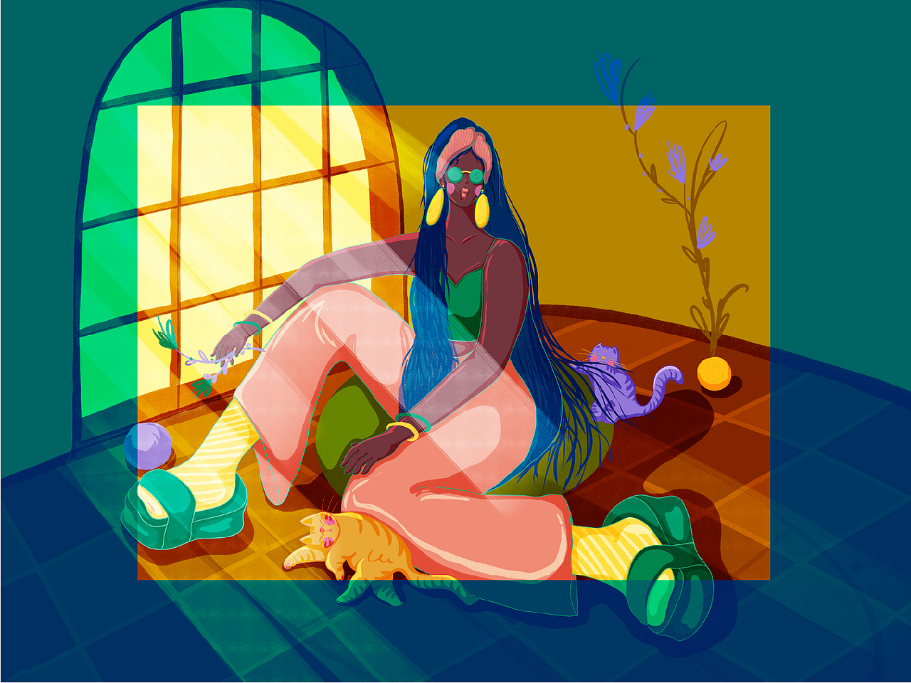 女孩与猫猫（图ZMzEwMTUzNjY0） - 艺术插画 - 站酷设计师暖熊熊原创素材 - 站酷ZCOOL