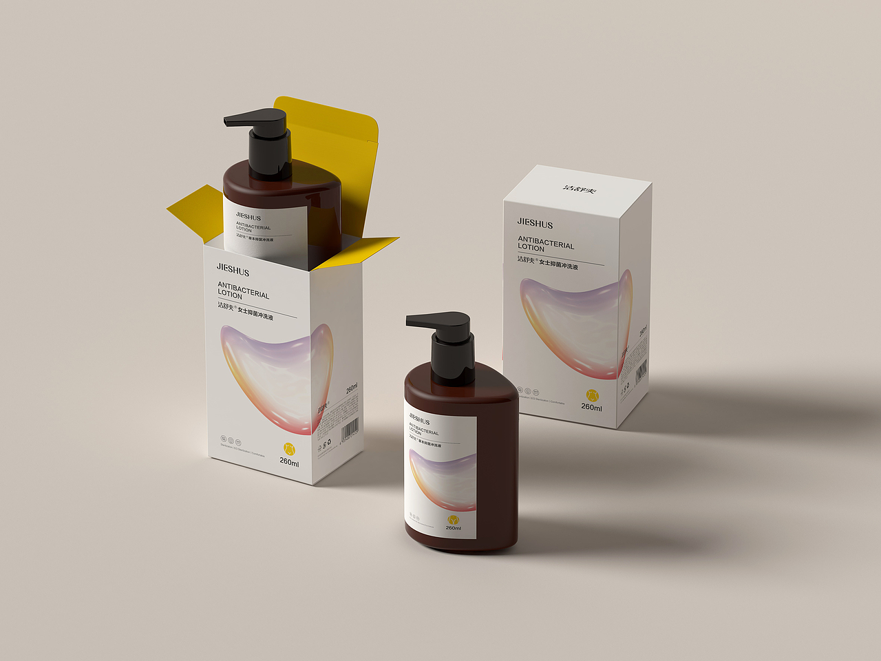 JIESHUS洁舒爽品牌LOGO、瓶器、产品包装方案设计