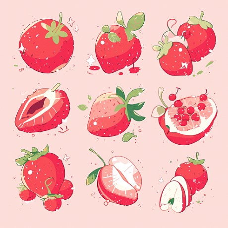 AI 贴纸插画 夏季水果（图ZMzY2MzM3ODU2） - AI作品 - 站酷设计师画师喵咪酱原创素材 - 站酷ZCOOL