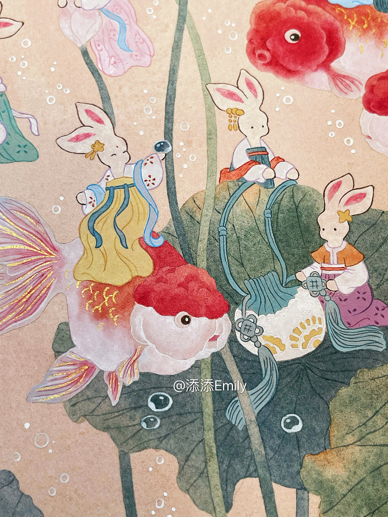 莲莲有鱼（兔崽崽系列）（图ZMzMxNzY1NzI0） - 商业插画 - 站酷设计师添添Emily原创素材 - 站酷ZCOOL