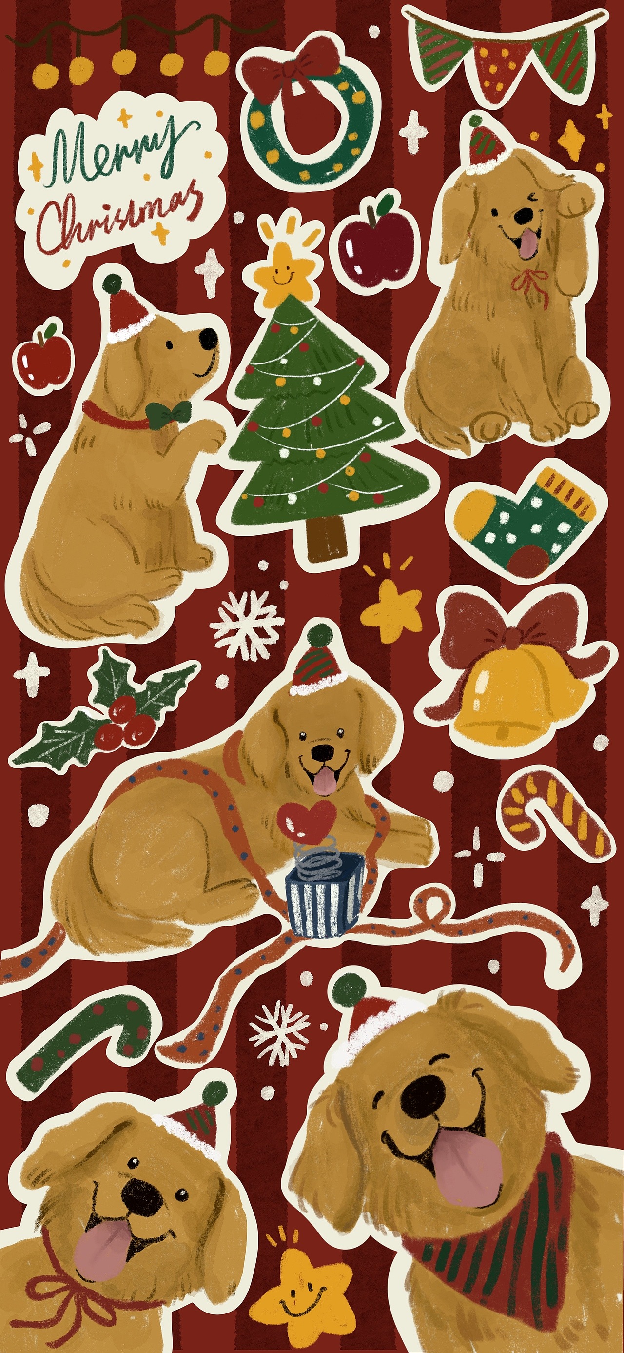 圣诞主题金毛犬插画（图ZMzUyNjkwMjI0） - 商业插画 - 站酷设计师小短腿kingbaby原创素材 - 站酷ZCOOL