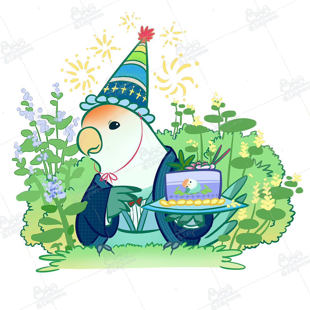 小鹦鹉生日会（图ZMzE4NDU4NzMy） - 创作习作 - 站酷设计师西兰的Parrot原创素材 - 站酷ZCOOL
