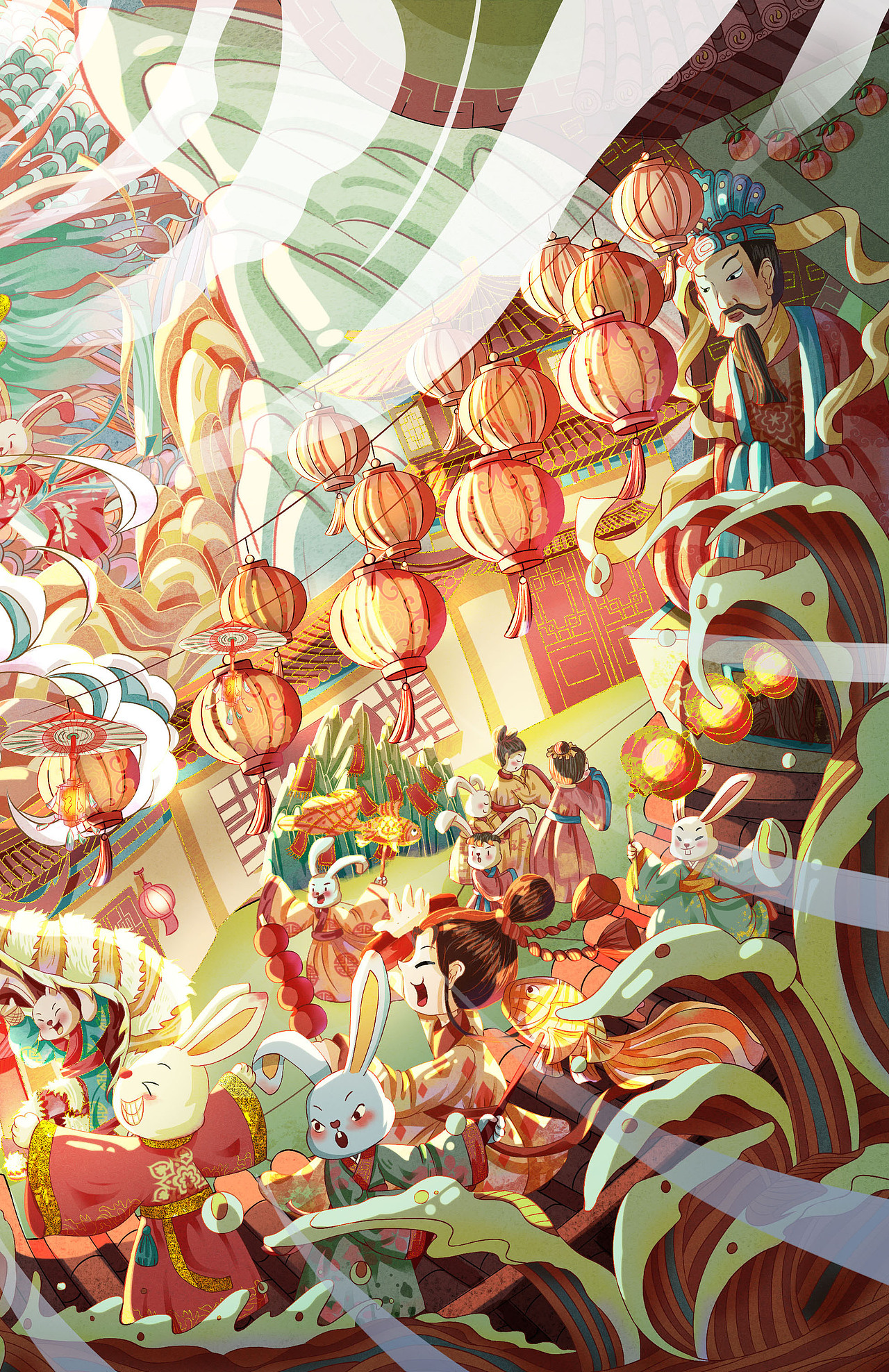 2023兔年氛围感春节kv节日插画