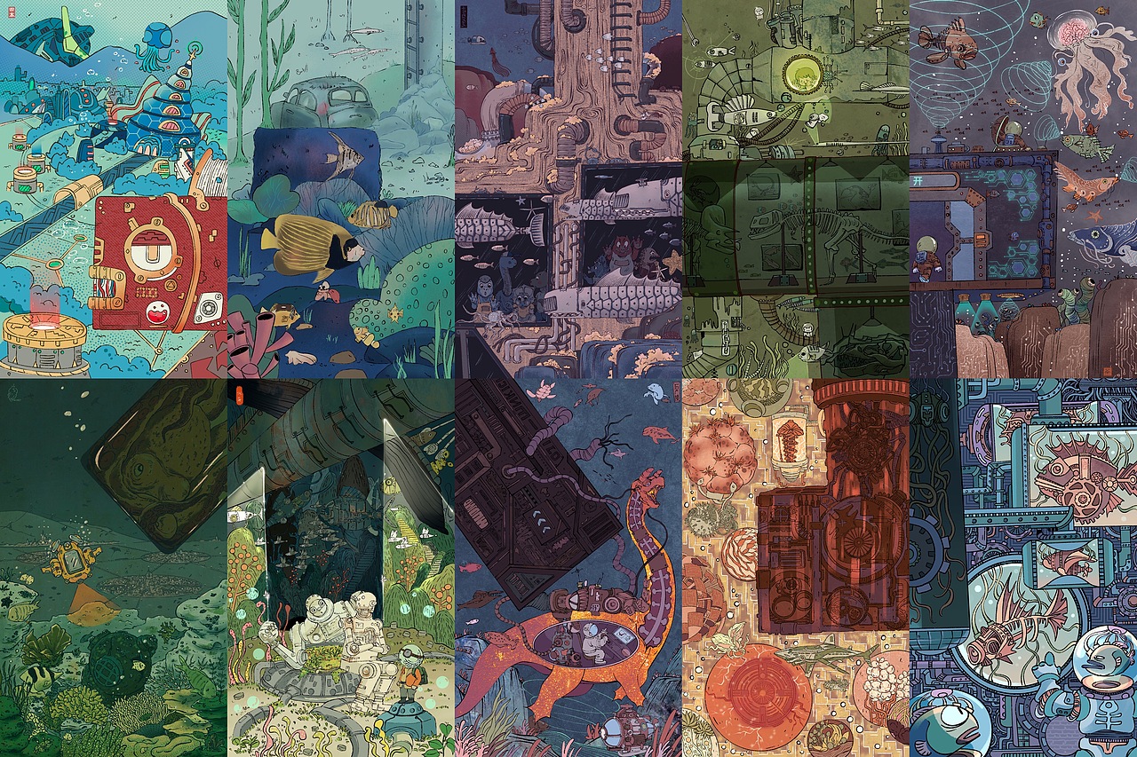 木丁插画艺术工作室2022-2版内部活动---海底科技（图ZMzE0Mzc0MzI0） - 艺术插画 - 站酷设计师木丁插画工作室原创素材 - 站酷ZCOOL