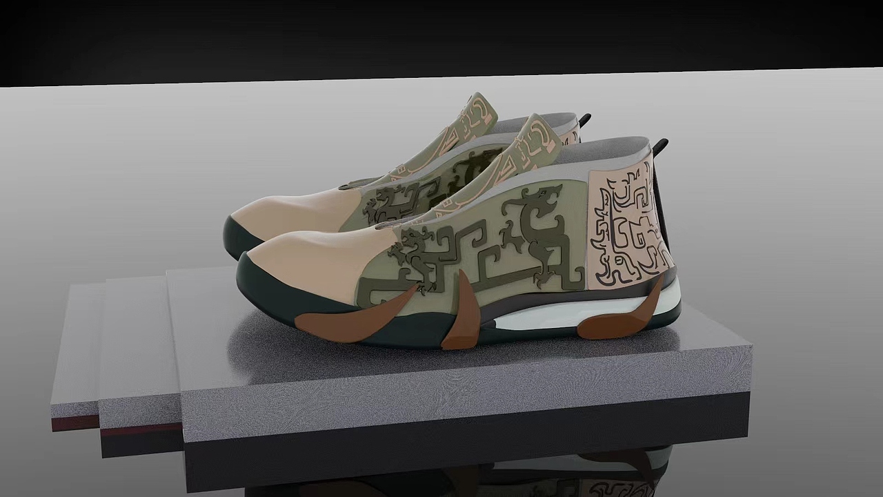 青铜器元素球鞋（图ZMzE2Nzg1NDQ0） - 鞋履设计 - 站酷设计师Z58821927原创素材 - 站酷ZCOOL