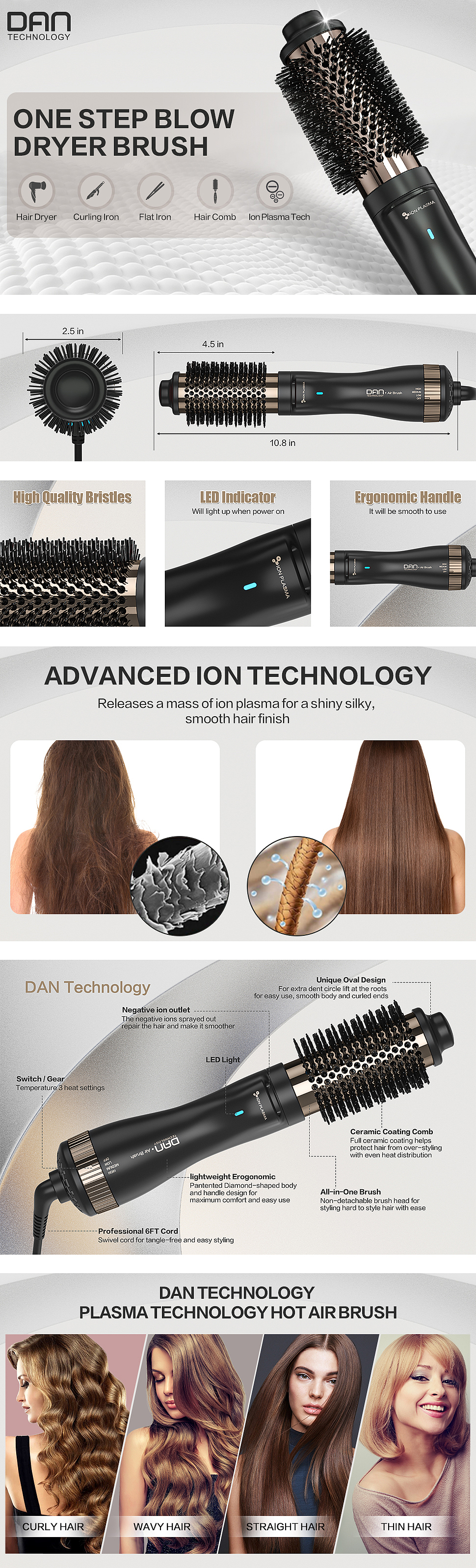 亚马逊主副图A+页面设计 三种颜色电风梳