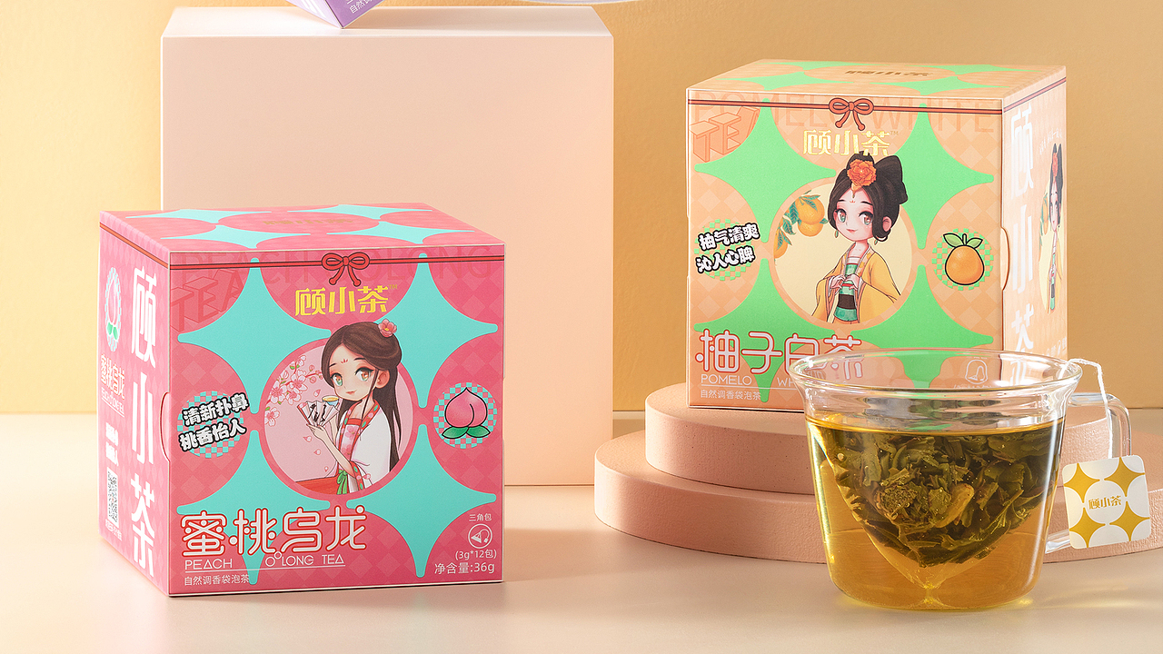 马卡龙色系食品包装合集,茶饮包装设计,饮料包装设计