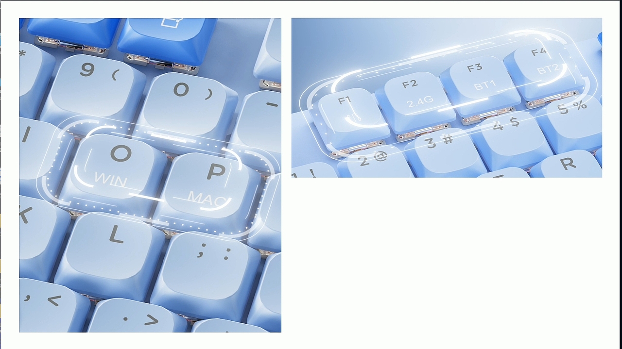 彩色机械键盘三维展示动画