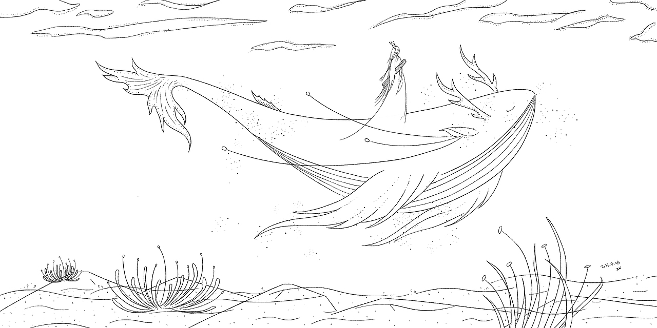 线条黑白插画，我与上古神兽（图ZMzUzMTExNDM2） - 创作习作 - 站酷设计师翟紫微原创素材 - 站酷ZCOOL