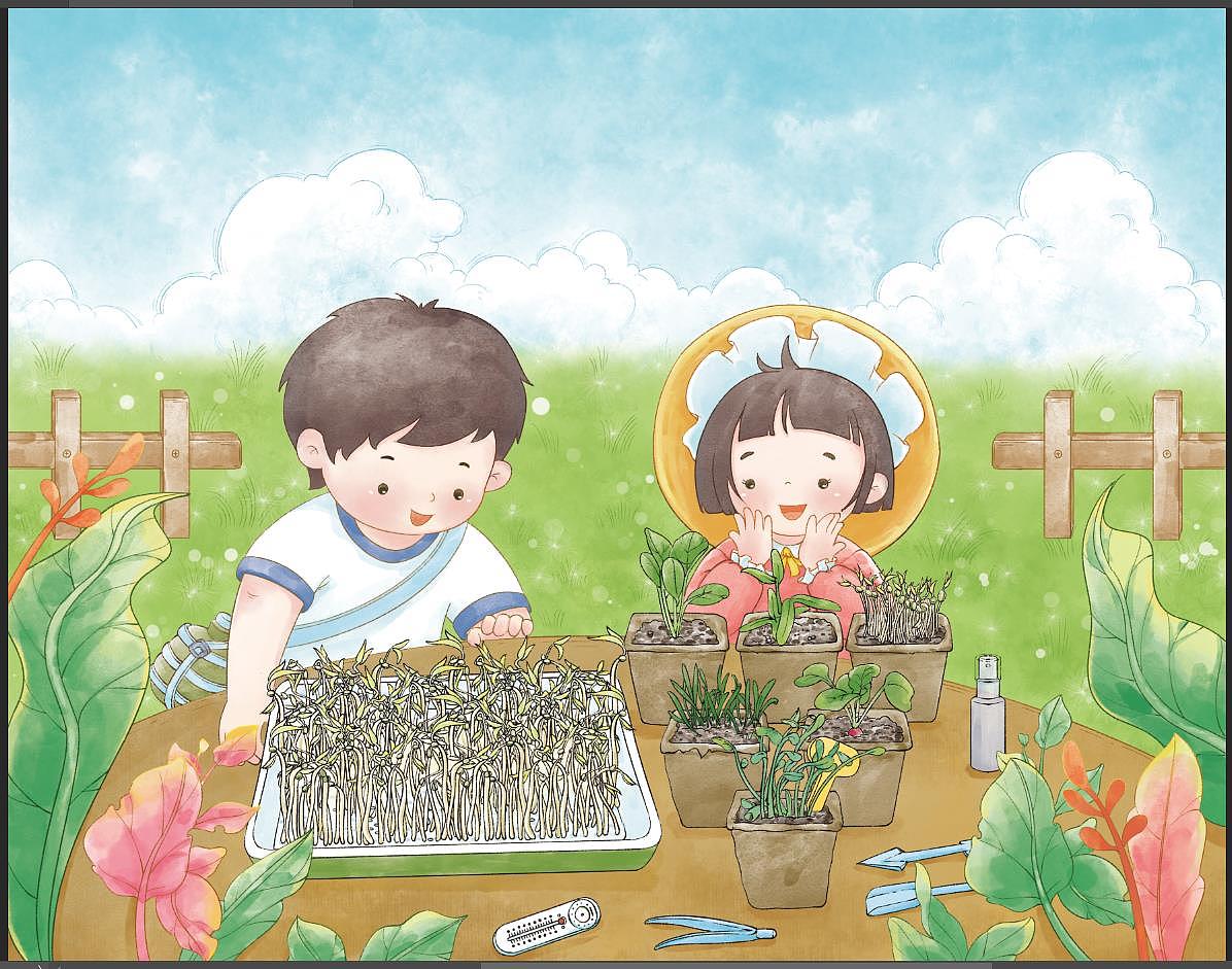 种植玩具包装插画