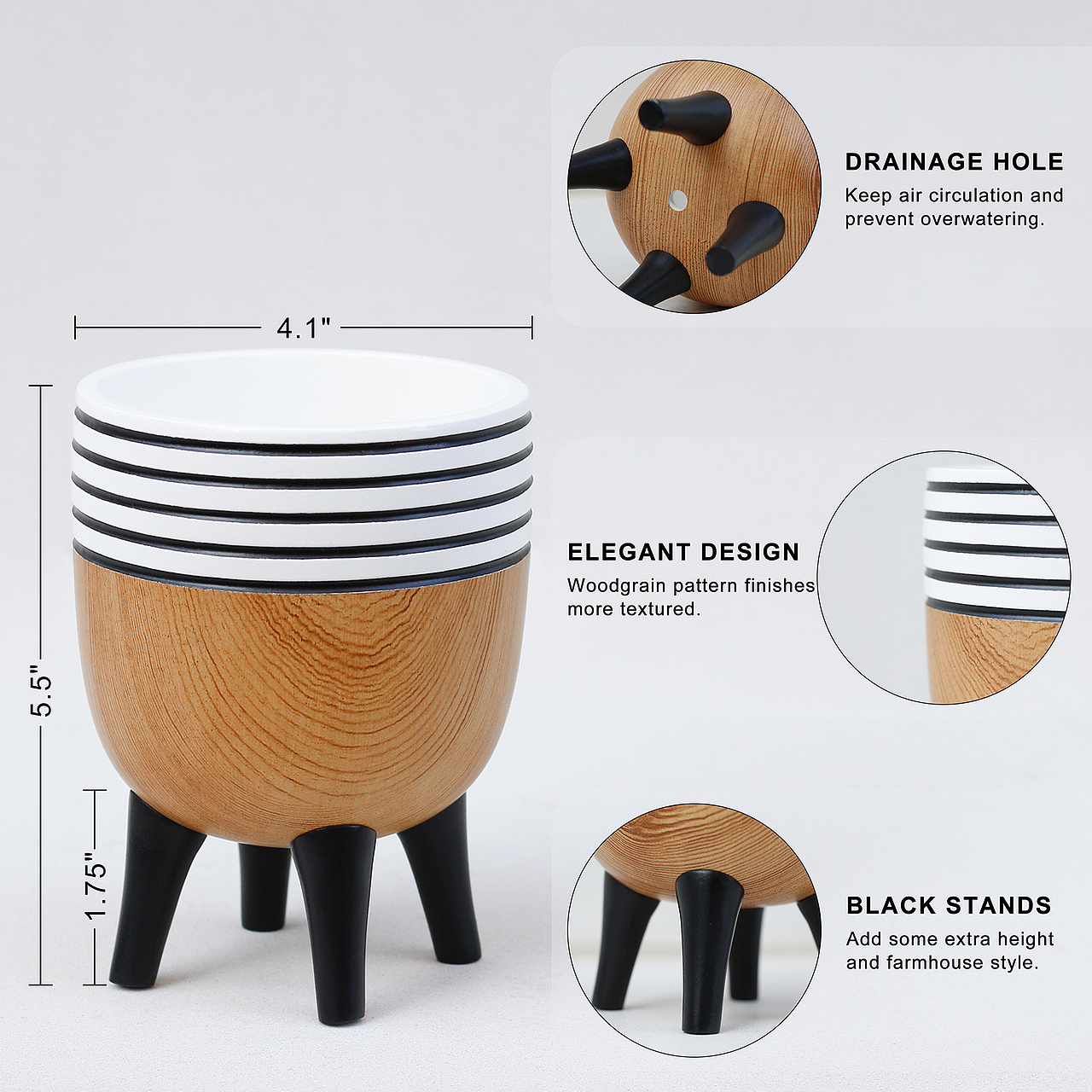 双陶瓷仿木花盆