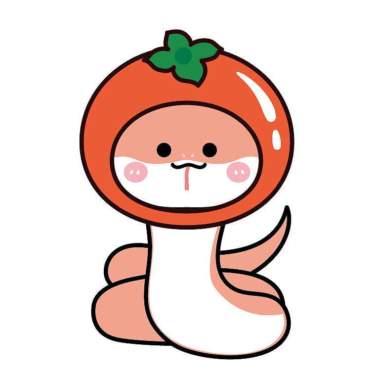 水果系列祝福蛇卡通可爱插画手绘图片素材头像
