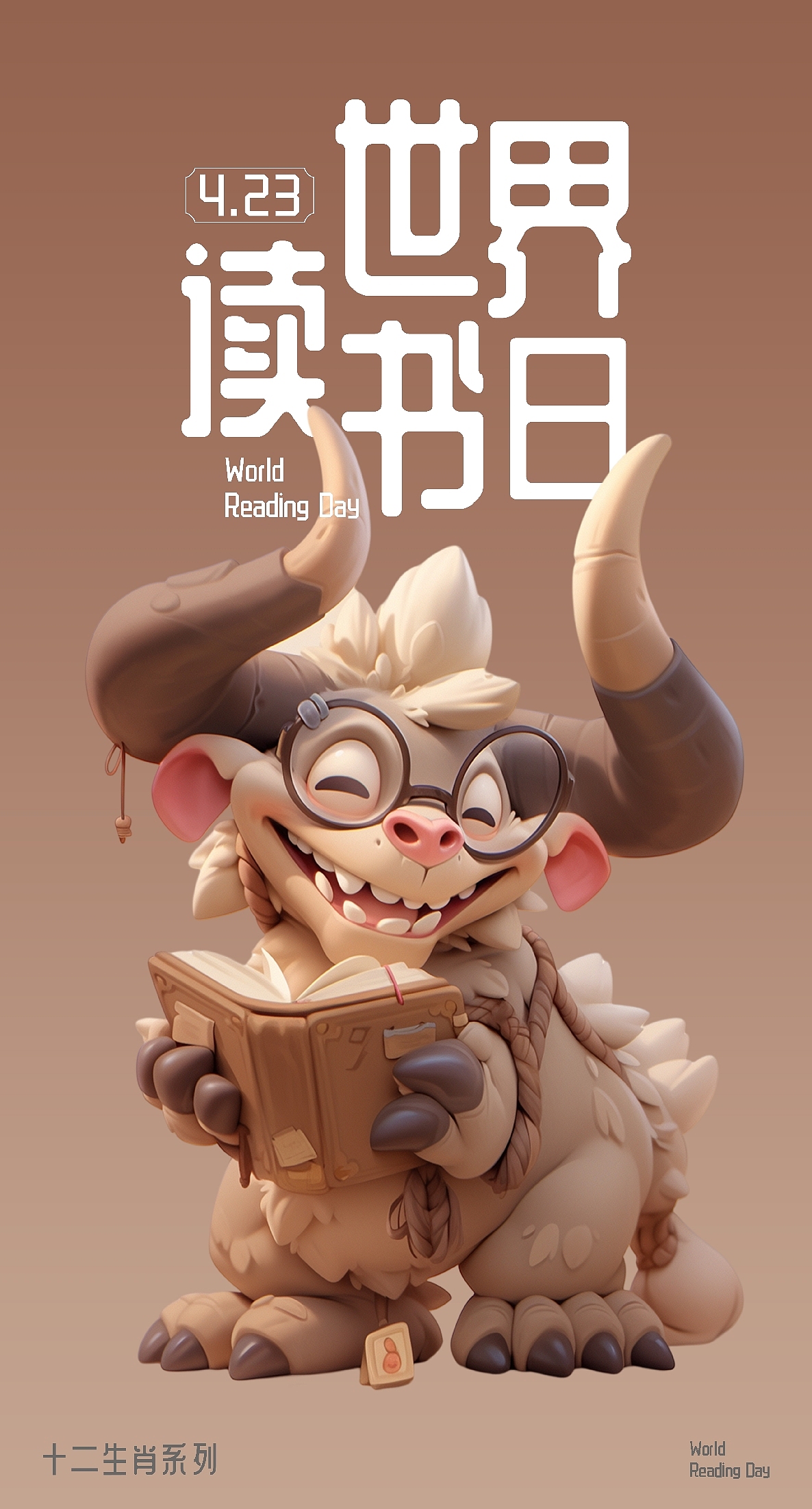 世界读书日海报--十二生肖系列 AIGC