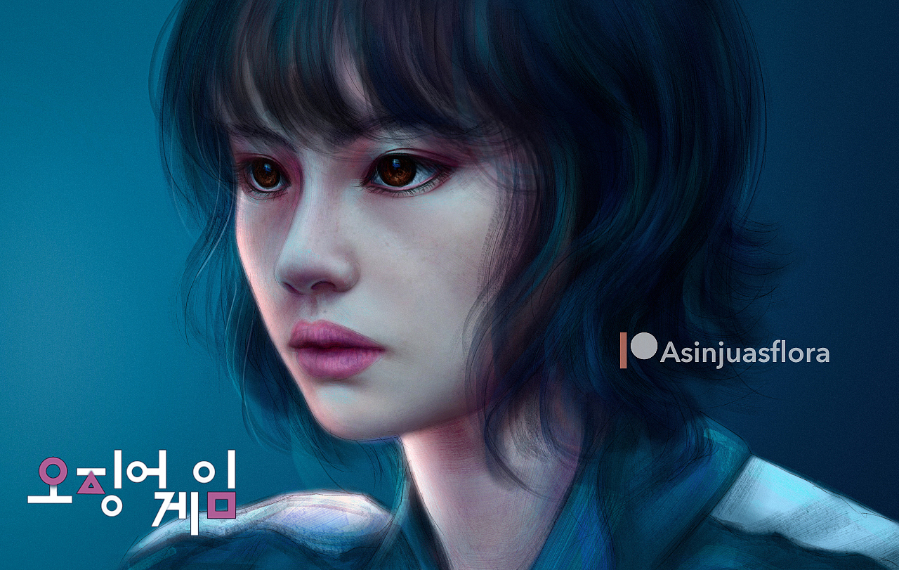 鱿鱼游戏-姜晓（图ZMzE3NzI5Mzk2） - 艺术插画 - 站酷设计师Asinjuasfloraart原创素材 - 站酷ZCOOL