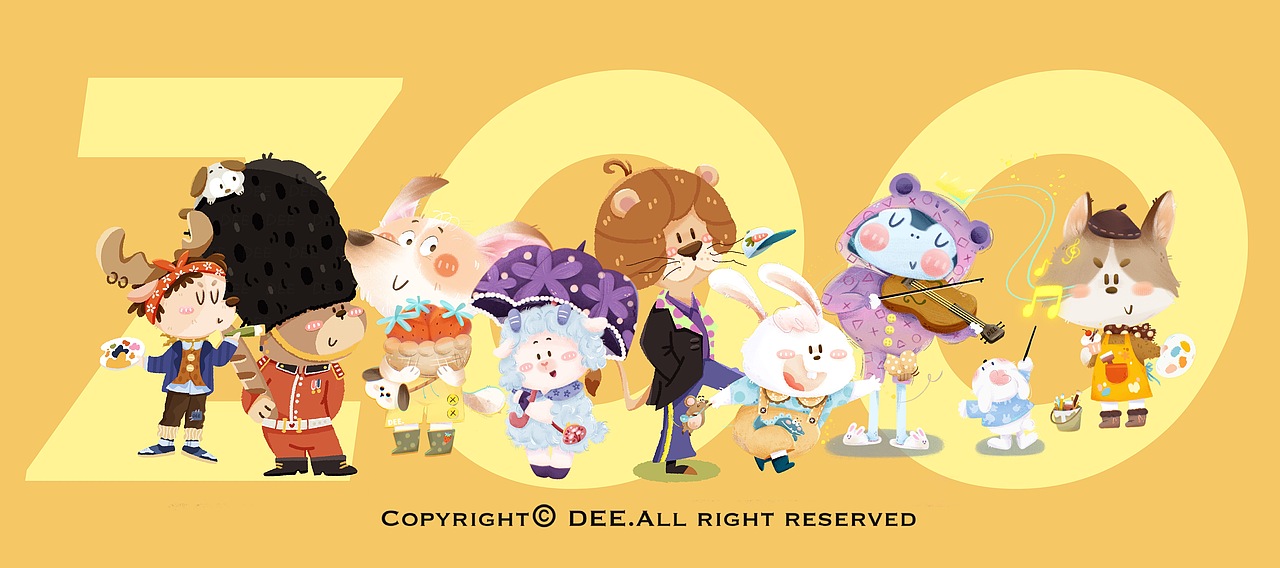 可爱的小动物们·插画合集（一）（图ZMzI2NDg4MjMy） - 儿童插画 - 站酷设计师底迪Dee原创素材 - 站酷ZCOOL