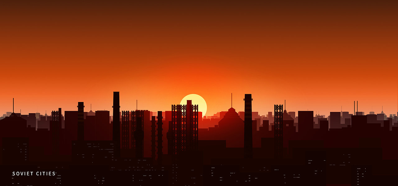 苏联城市,写实风格矢量插画