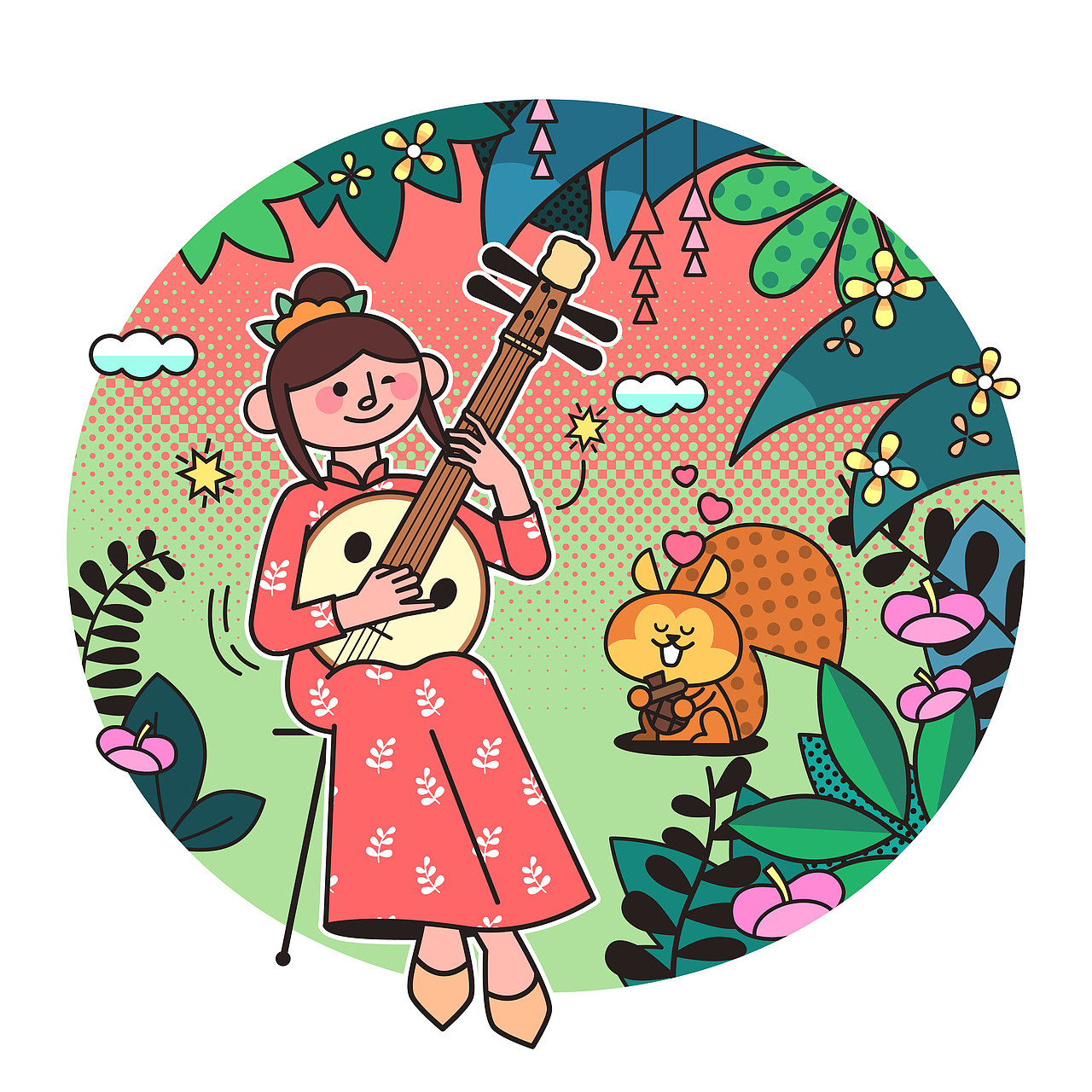 吹拉弹唱集合（图ZMzI3MjM2MjQ4） - 新锐潮流插画 - 站酷设计师瞳嘞个瞳原创素材 - 站酷ZCOOL