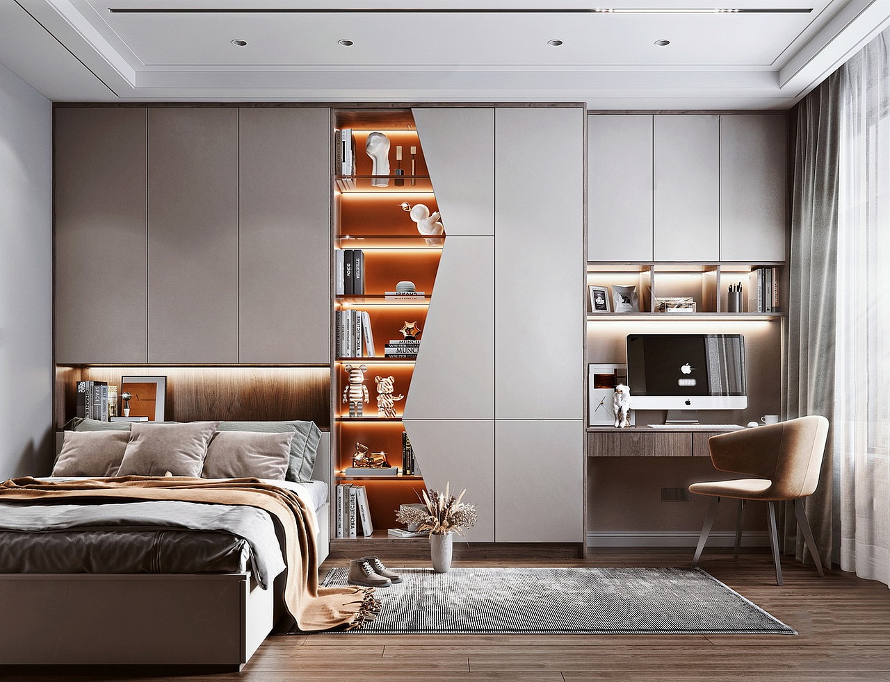 现代榻榻米卧室SU模型下载