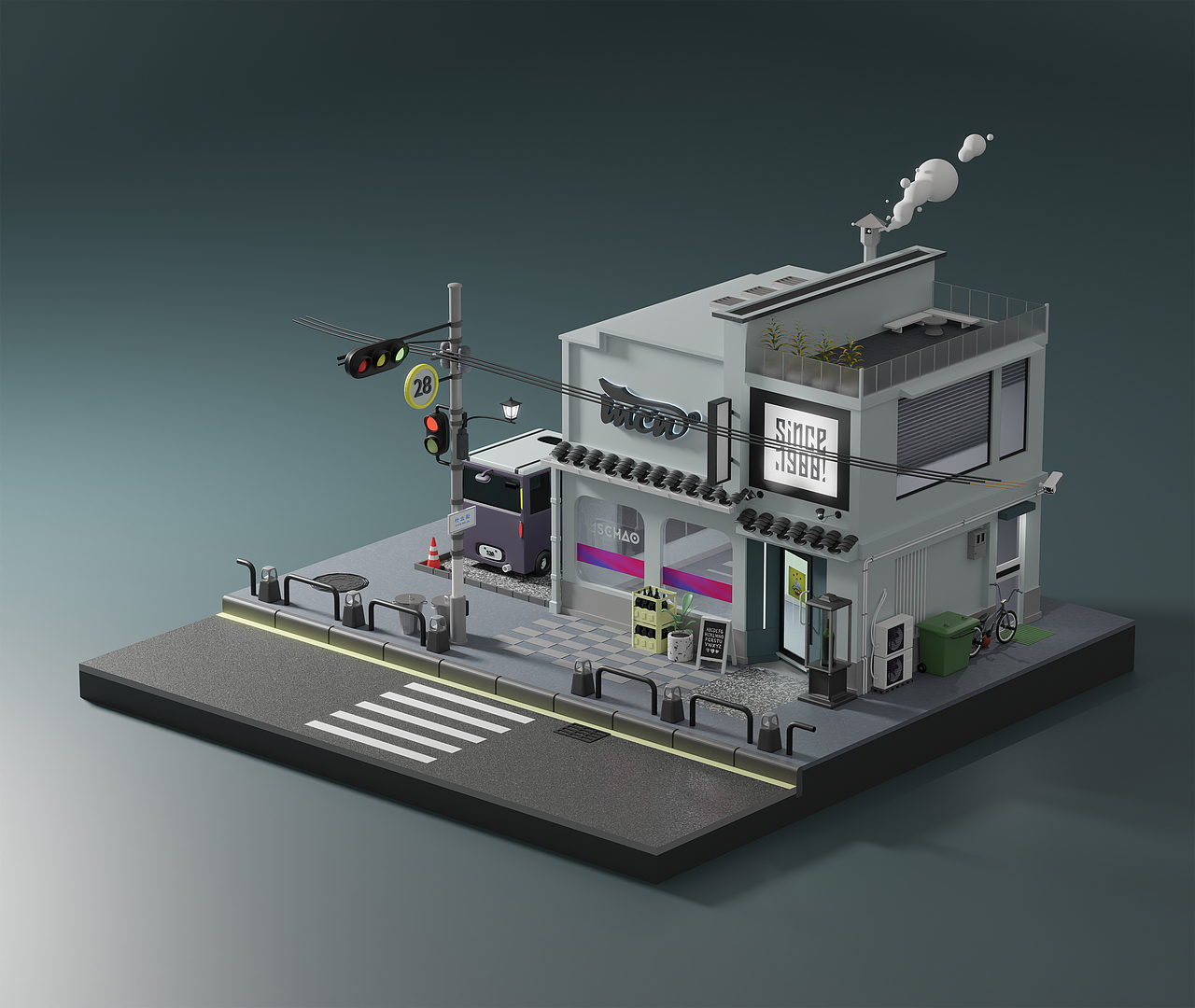 [blender]-街道场景建模练习（图ZMzE5NjA3NjY4） - 场景 - 站酷设计师mschao原创素材 - 站酷ZCOOL