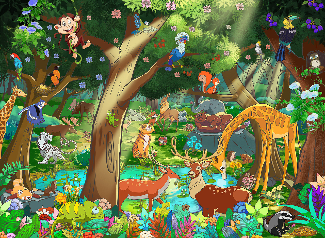 森林/沙漠/海洋/冰川系列儿童插画（图ZMzAwMzcxOTU2） - 儿童插画 - 站酷设计师是知秋啊原创素材 - 站酷ZCOOL