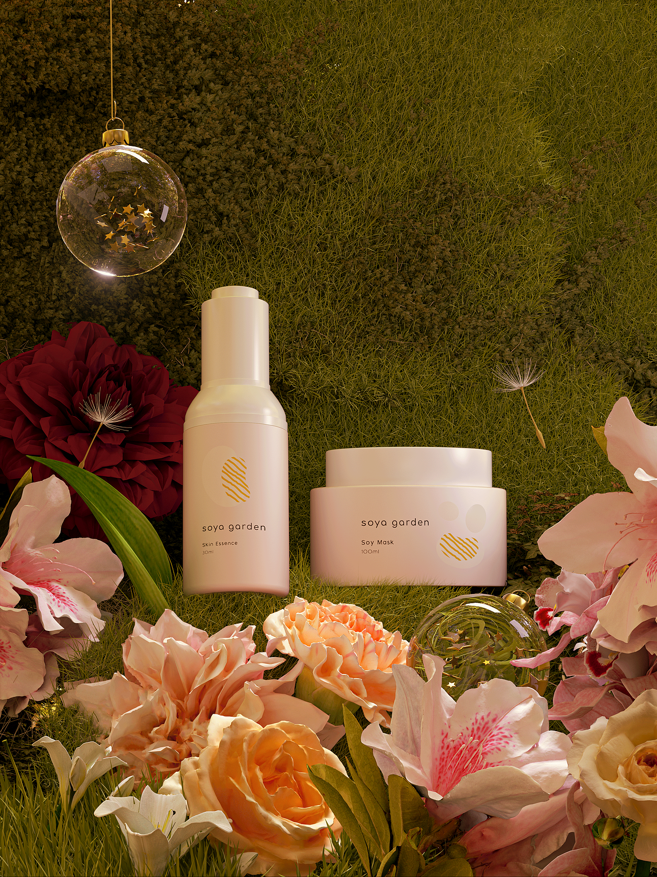 soya garden 圣诞氛围C4D主视觉渲染