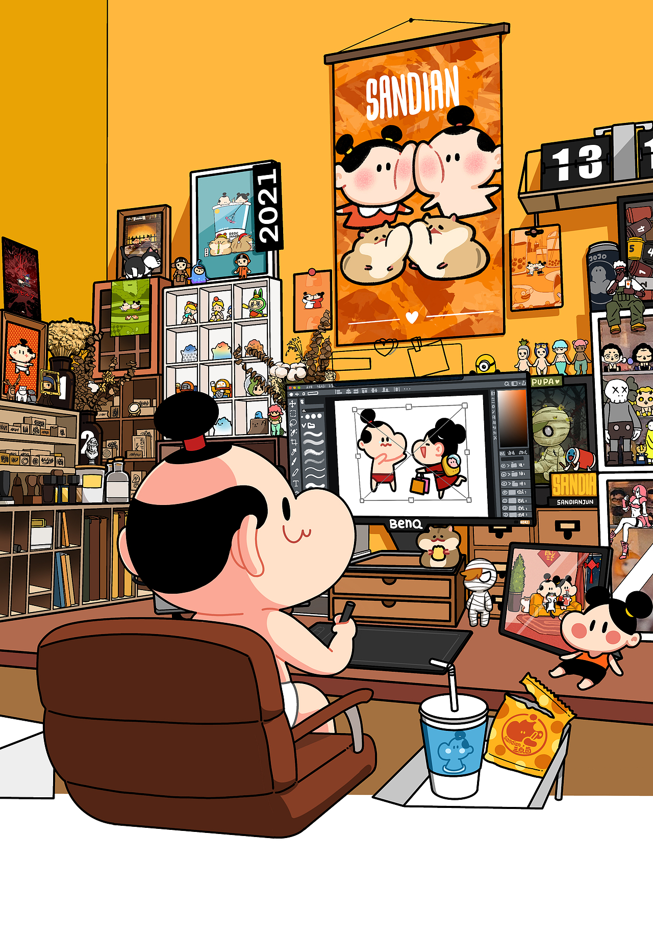 三点菌的日常-《工作室》（图ZMzAxNDY0MjMy） - 商业插画 - 站酷设计师sandian三点菌原创素材 - 站酷ZCOOL