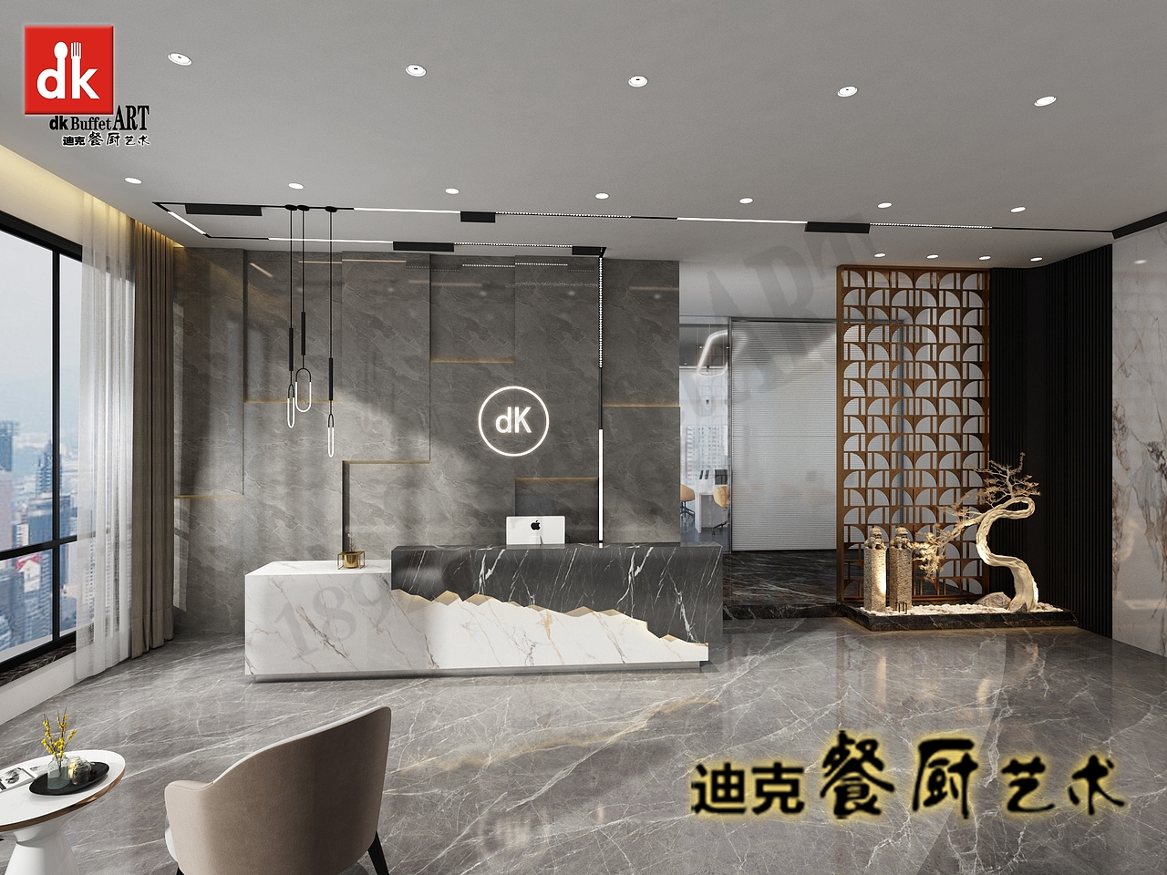 会所轻奢吧台厂家 酒店售楼部大理石吧台 自助餐台