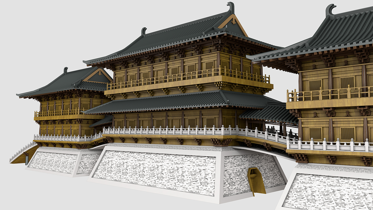 九洲池瑶光殿外立面精细建模（图ZMzAxMjU0NTI4） - 建筑/空间 - 站酷设计师会AE的章邯原创素材 - 站酷ZCOOL