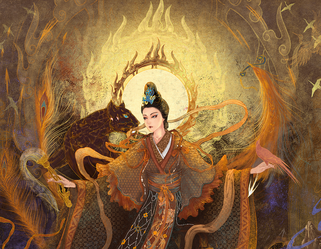 山海经-西王母_暴躁的插画师-站酷zcool