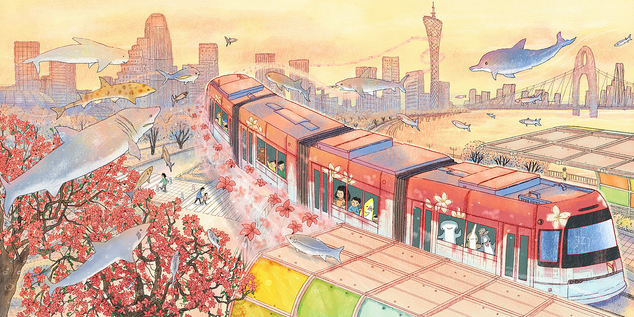 鲨鱼故事——漫游城市（图ZMzUxMjczMTA0） - 艺术插画 - 站酷设计师JZY09原创素材 - 站酷ZCOOL